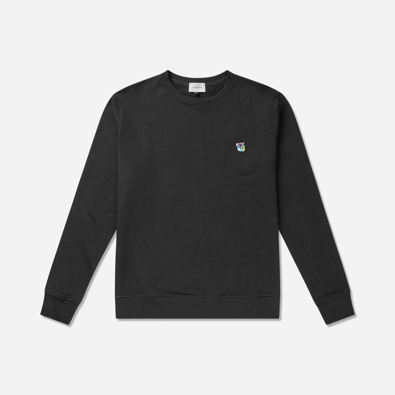 Black regular fit sweatshirt with Tonsure Teddy badge. Produced in a lightweight and soft cotton quality. Tonsure offers high end mens wear fashion collections. Adds coolness and high value to your wardrobe. Tonsure is a design award winning fashionbrand. Established in 2014 in Copenhagen.